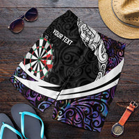 Personalized NZ Darts Shorts for Men Paua Shell Maori Koru Whakairo - Purple - Polynesian Pride