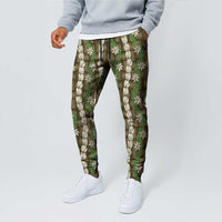 Pikake Maile Tiare Lei Jogger Pants Natural Lauhala Pattern