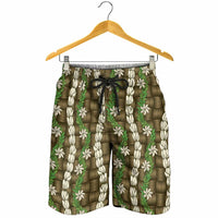 Pikake Maile Tiare Lei Shorts for Men Natural Lauhala Pattern