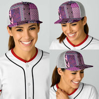 Pink Aotearoa Kowhaiwhai Pattern Baseball Net Cap NZ Maori Quilt Style - Polynesian Pride