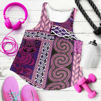 Pink Aotearoa Kowhaiwhai Pattern Women Racerback Tank NZ Maori Quilt Style LT14 Pink - Polynesian Pride