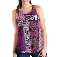Pink Aotearoa Kowhaiwhai Pattern Women Racerback Tank NZ Maori Quilt Style LT14 - Polynesian Pride