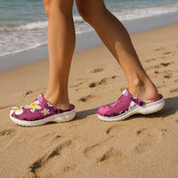 Pink Banana Leaf Hawaii Clogs Shoes Lau Maia Plumeria Tropical Summer Vibes LT14 - Polynesian Pride