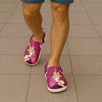 Pink Banana Leaf Hawaii Clogs Shoes Lau Maia Plumeria Tropical Summer Vibes LT14 - Polynesian Pride