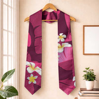 Pink Banana Leaf Hawaii Graduation Stole Lau Maia Plumeria Tropical Summer Vibes LT14 One Size Pink - Polynesian Pride