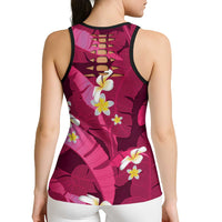 Pink Banana Leaf Hawaii Hollow Tank Top Lau Maia Plumeria Tropical Summer Vibes LT14 - Polynesian Pride