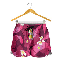 Pink Banana Leaf Hawaii Shorts for Women Lau Maia Plumeria Tropical Summer Vibes LT14 - Polynesian Pride