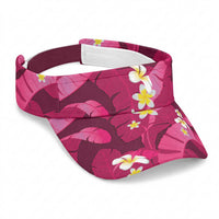 Pink Banana Leaf Hawaii Sun Visor Cap Lau Maia Plumeria Tropical Summer Vibes LT14 Universal Fit Pink - Polynesian Pride