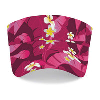 Pink Banana Leaf Hawaii Sun Visor Cap Lau Maia Plumeria Tropical Summer Vibes LT14 - Polynesian Pride
