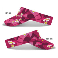 Pink Banana Leaf Hawaii Sun Visor Cap Lau Maia Plumeria Tropical Summer Vibes LT14 - Polynesian Pride