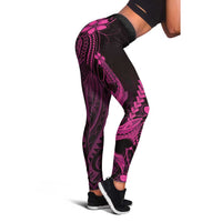 Pink Black Aloha Hawaii Leggings Polynesian Shark Tattoo With Plumeria LT14 - Polynesian Pride