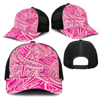 Pink Gradient Polynesia Mesh Trucker Cap Hawaiian Tribal Hammerhead Shark Tattoo - Polynesian Pride