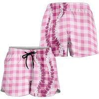 Pink Hawaii Palaka Shorts for Women Hawaiian Honohono Lei