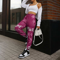 Pink Hawaii Palm Tree Hibiscus Jogger Pants Fantasy Summer Vibe LT01 - Polynesian Pride