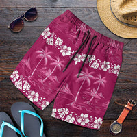 Pink Hawaii Palm Tree Hibiscus Shorts for Men Fantasy Summer Vibe LT01 Pink - Polynesian Pride