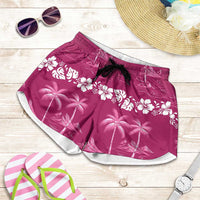 Pink Hawaii Palm Tree Hibiscus Shorts for Women Fantasy Summer Vibe LT01 Pink - Polynesian Pride