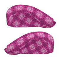 Pink Hawaiian Quilt Jeff Hat Hawaii Pineapple Monstera Palaka Motifs - Polynesian Pride