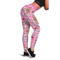 Pink Palaka Hawaii Mele Kalikimaka Leggings Ohia Lehua Shell Leis Funny Gingerbread Santa LT14 - Polynesian Pride