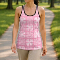 Pink Palaka Quilt Hawaii Hollow Tank Top Traditional Hawaii-plaid Pattern - Polynesian Pride