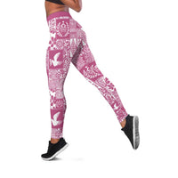 Pink Tonga Kilisimasi Fiefia Leggings Pacific Patchwork Xmas Vibes LT9 Pink - Polynesian Pride