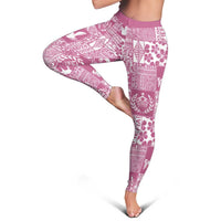 Pink Tonga Kilisimasi Fiefia Leggings Pacific Patchwork Xmas Vibes LT9 - Polynesian Pride