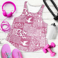 Pink Tonga Kilisimasi Fiefia Women Racerback Tank Pacific Patchwork Xmas Vibes - Polynesian Pride