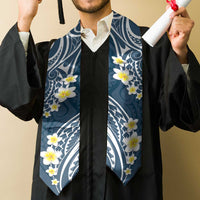 Plumeria With Blue Polynesian Tattoo Pattern Graduation Stole