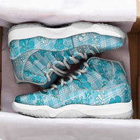 Polu Aloha Hawaii Sneakers J11 Plumeria Lei With Palaka Motif LT14 - Polynesian Pride