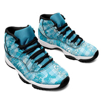 Polu Aloha Hawaii Sneakers J11 Plumeria Lei With Palaka Motif LT14 - Polynesian Pride