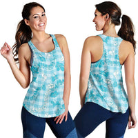Polu Aloha Hawaii Women Racerback Tank Plumeria Lei With Palaka Motif - Polynesian Pride