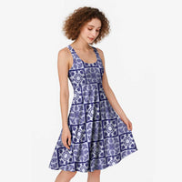 Polu Palaka Quilt Hawaii Midi Dress Hawaiian Tropical Monstera Sea Turtle