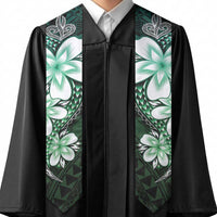 Polynesia Floral Tattoo Graduation Stole With Aqua Gradient Plumeria
