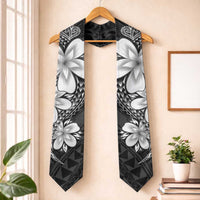 Polynesia Floral Tattoo Graduation Stole With Black Plumeria