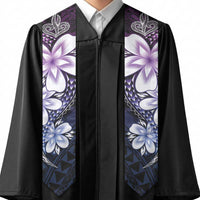 Polynesia Floral Tattoo Graduation Stole With Purple Gradient Plumeria