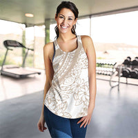 Polynesia Women Racerback Tank Polynesian Tropical Flowers Beige Pastel Vibes - Polynesian Pride
