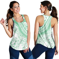 Polynesian Tiare Flower Cyan Pastel Women Racerback Tank