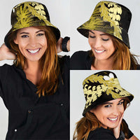 Puakenikeni Maile Lei Bucket Hat Frangipani Yellow Tropical Leaves