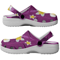 Purple Banana Leaf Hawaii Clogs Shoes Lau Maia Plumeria Tropical Summer Vibes LT14 - Polynesian Pride