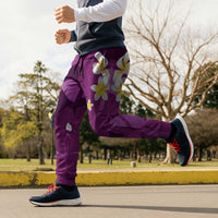 Purple Banana Leaf Hawaii Jogger Pants Lau Maia Plumeria Tropical Summer Vibes LT14 - Polynesian Pride