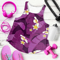 Purple Banana Leaf Hawaii Women Racerback Tank Lau Maia Plumeria Tropical Summer Vibes LT14 Purple - Polynesian Pride