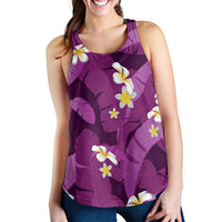 Purple Banana Leaf Hawaii Women Racerback Tank Lau Maia Plumeria Tropical Summer Vibes LT14 - Polynesian Pride