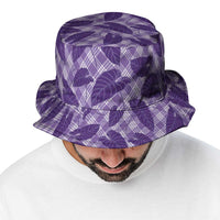 Purple Hawaii Kalo Palaka Motifs Bucket Hat Hawaiian Taro Leaves Elegant Vibes