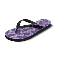 Purple Hawaii Kalo Palaka Motifs Flip Flops Hawaiian Taro Leaves Elegant Vibes