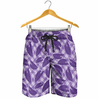 Purple Hawaii Kalo Palaka Motifs Shorts for Men Hawaiian Taro Leaves Elegant Vibes