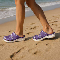Purple Hawaii Palm Tree Hibiscus Clogs Shoes Fantasy Summer Vibe LT01 - Polynesian Pride