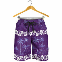 Purple Hawaii Palm Tree Hibiscus Shorts for Men Fantasy Summer Vibe LT01 - Polynesian Pride