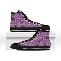 Purple Palaka Hawaii Cowboy High Top Shoes Puakenikeni Lei Paniolo Papale Seamless Vibes LT14 - Polynesian Pride
