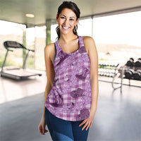 Purple Palaka Hawaii Cowboy Women Racerback Tank Puakenikeni Lei Paniolo Papale Seamless Vibes LT14 - Polynesian Pride