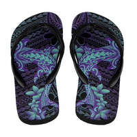 Purple Paradise Hawaii Flip Flops Hammerhead Shark Tattoo Curve Polynesian - Polynesian Pride
