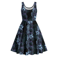 Purple Paradise Hawaii Shell Lei Midi Dress Hawaiian Sunrise Shell Hebrew Cone Plumeria - Polynesian Pride